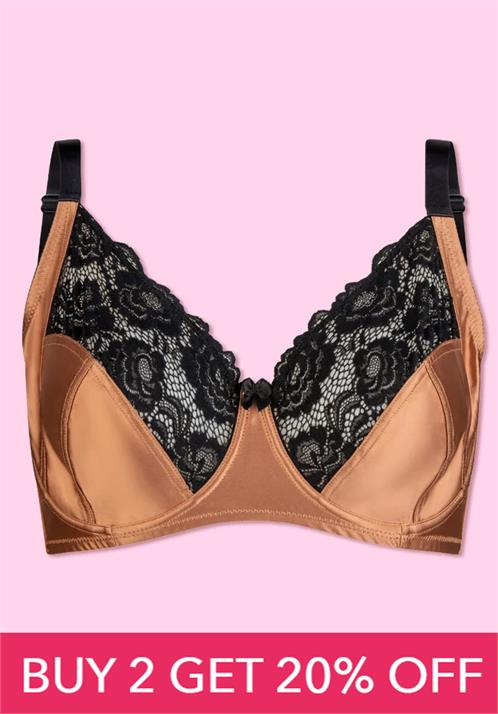 Vivian Satin and Lace Full Cup Underwired Bra
