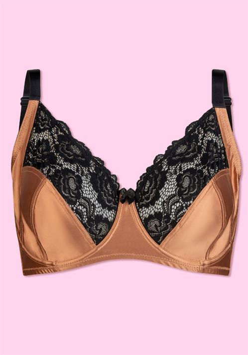 Contrast Lace Full Cup Bra - Macaroon