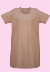A Line Short Sleeves Cotton Nightie with Pockets Sand