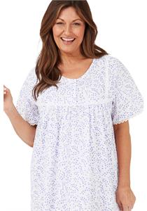 Swirl Leaf Sprig Round Neck Easy-Care Nightdress