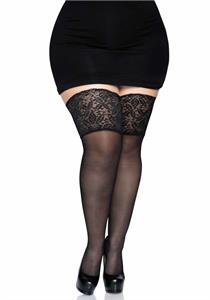 Leg Avenue Thigh Highs with 5 Inch Silicone Stay Up Lace Top
