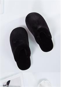 Women Faux-Fur Slide Slippers Black
