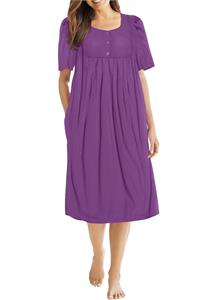 100% Cotton Magenta Short Lounger Dress