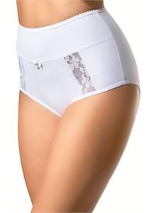 High Waisted Lace and Cotton Brief (White)