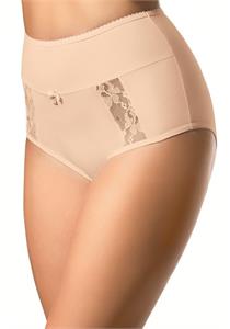High Waisted Lace and Cotton Brief (Beige)