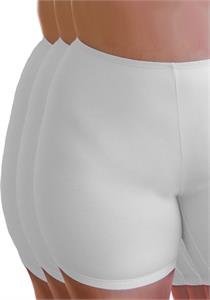 Anti Chafing Cotton Pull On Boxer Shorts White 3 Pack