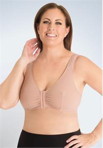Meryl Front Closure Cotton Plus Size Lounge Bra by Leading Lady Taupe