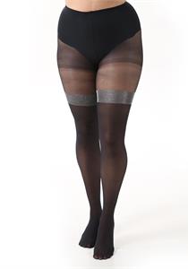 Glitter Over The Knee Tights (Black and Silver)