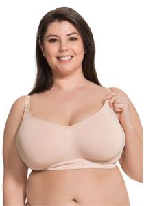 Sugar Candy Seamless Nursing Bra Larger Cups Nude, suits F - HH cups