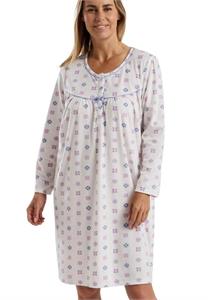 Ladies Thermal Brushed Floral 40" Microfleece Long Sleeve Nightdress