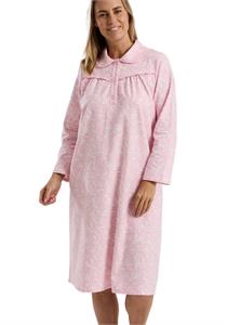 Ladies 40" Brushed 100% Cotton Print Long Sleeve Nightdress