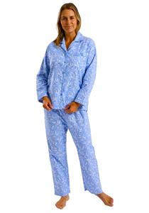 Ladies Brushed 100% Cotton Pretty Vines Wincyette Revere Collar Pyjamas