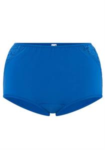 Women Cotton and Lace Full Brief Blue