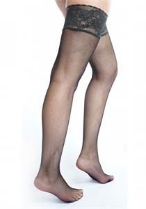 Luxury Fishnet Lace Top Hold Ups Black
