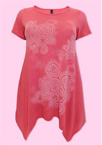 Rose Print Asymmetric Jersey Tunic