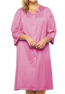 Women's Button Front Knee Length Robe (Perfumed Rose)