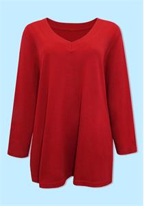 Red Pure Cotton V Neck Top