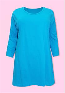 Pure Cotton A Line Crop Sleeves Top Blue
