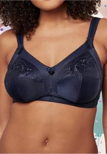 Embroidery Cup Firm Support Bra Black