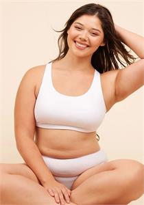 Serena Cotton Wirefree Racerback Sports Bra by Leading Lady White