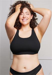 Serena Cotton Wirefree Racerback Sports Bra by Leading Lady Black