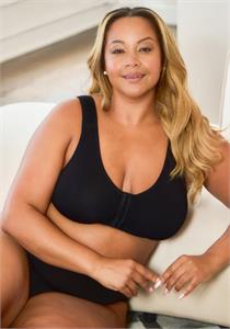 Laurel Seamless Comfort Front Closure Wireless Bra by Leading Lady Black