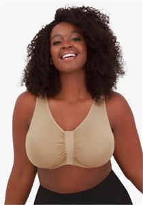 Laurel Seamless Comfort Front Closure Wireless Bra by Leading Lady Nude