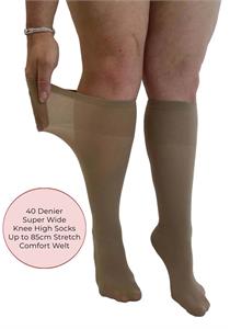40 Denier Super Wide Knee High Socks