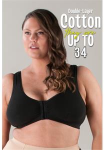 Cotton Front Close Bra Black