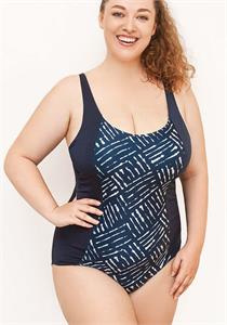 Waffle Print Onepiece Bather with Wirefree Soft Bra D-E