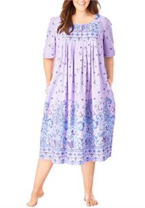 100% Cotton Lilac Printed Short Lounger Dress