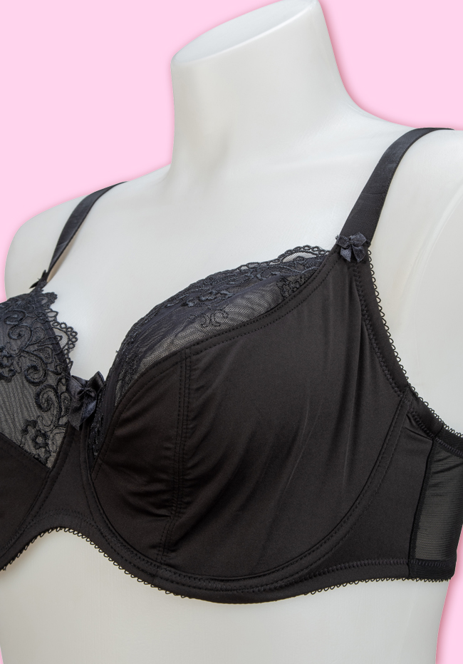 Rita Lace Cup Underwire Balcony Bra Black - Plus Size Bras