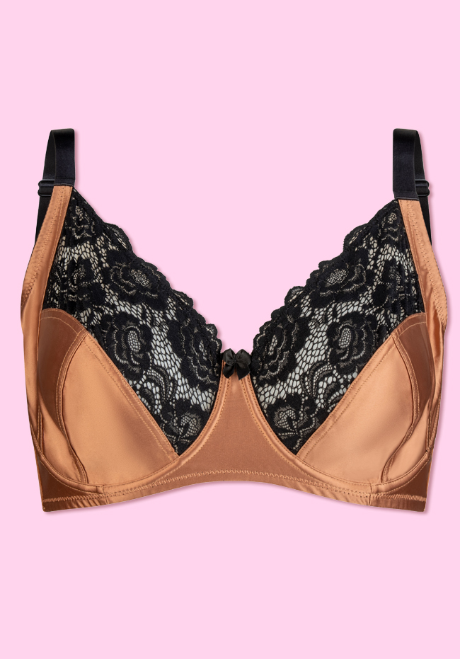 Vivian Satin and Lace Full Cup Underwired Bra - Plus Size Bras