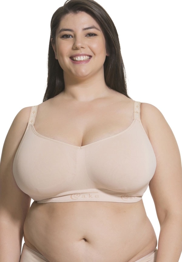 Sugar Candy Fuller Bust Seamless F-HH Cup Wire-free Lounge Bra - Cocoa -  Curvy Bras