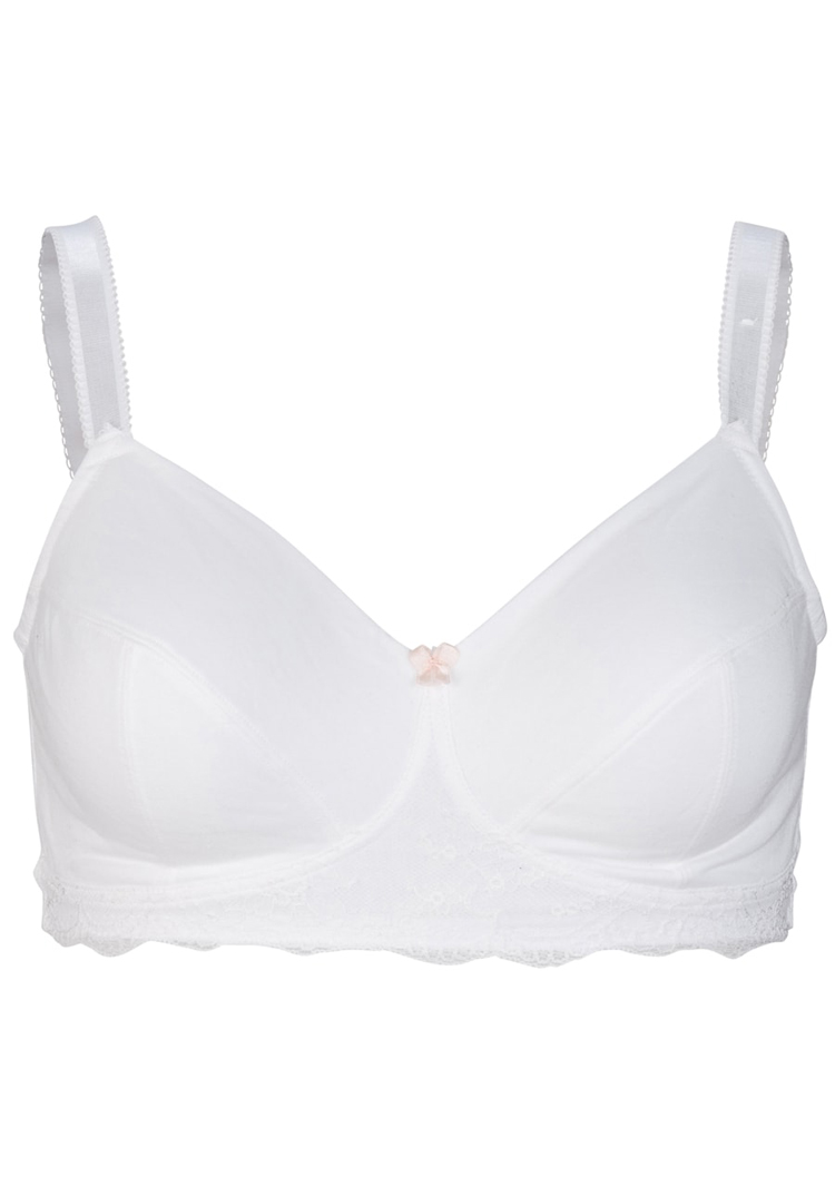 Soft Cotton Cup with Lace Bra Ivory - Plus Size Bras
