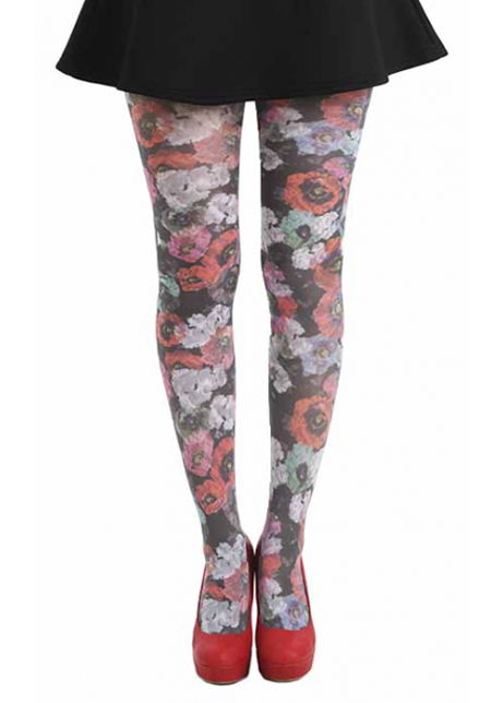 Poppy Floral Printed Tights - Plus Size Bras